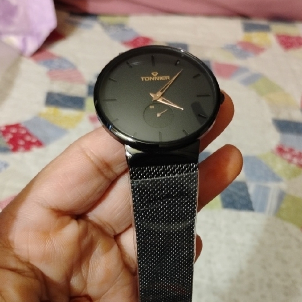 Tonnier Black and Gold Watch